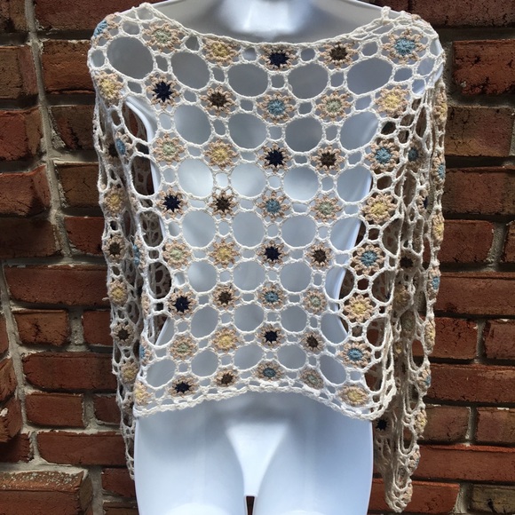 Homemade Crochet Blanket Cardigan Sweater Medium - Picture 3 of 4